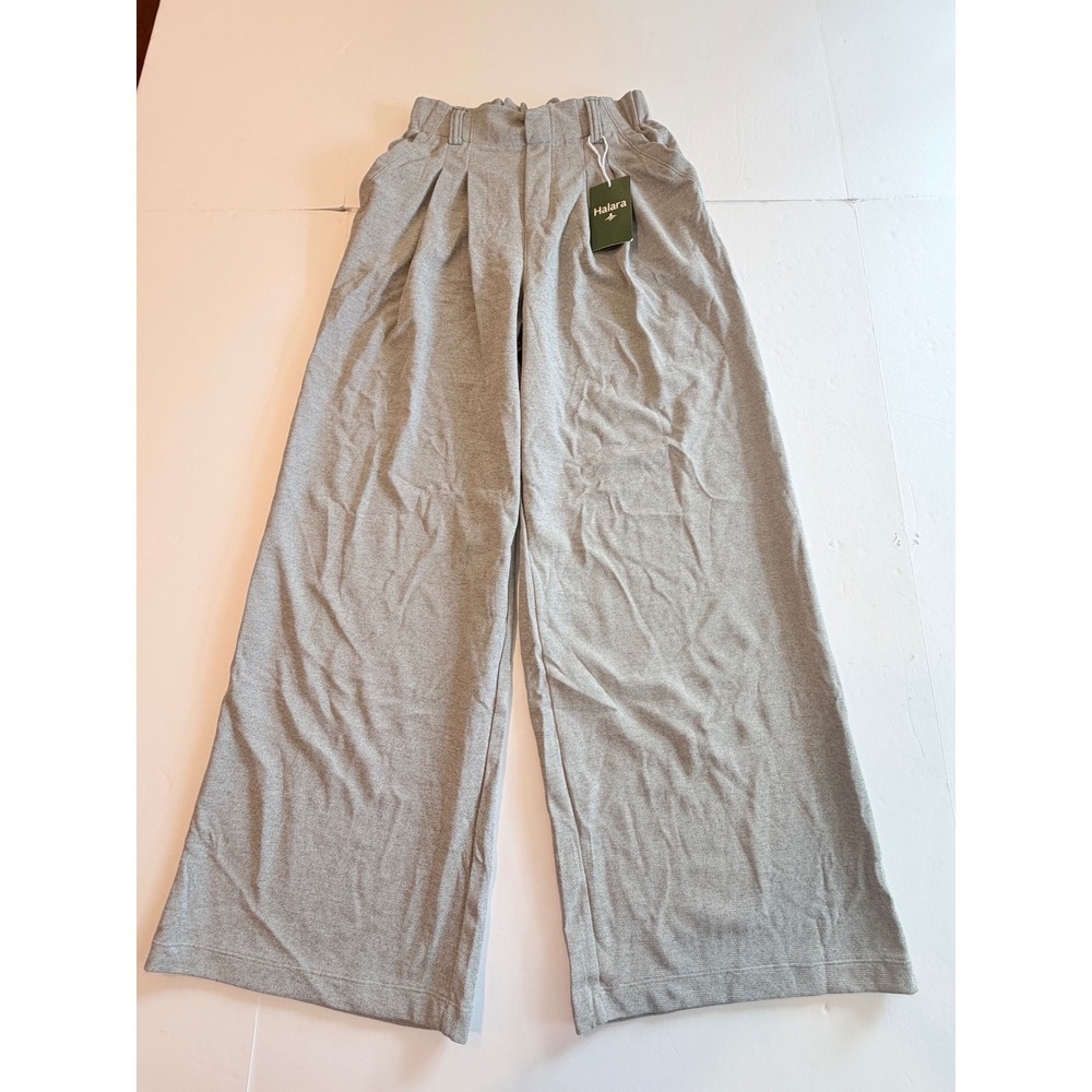 Halara XXS Petite Grey Wide Leg Pleated High Waisted Pants New With Tags